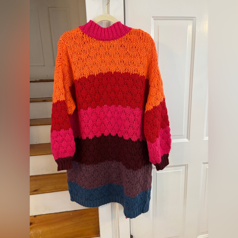 FARM Rio Multi Color Crochet Cardigan, wool blend, oversized, pink,red,orange - Picture 4 of 5